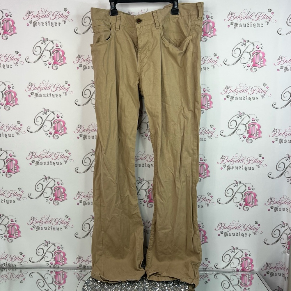 Tommy Hilfiger pants cargo style embroidered logo pockets Khaki Trousers